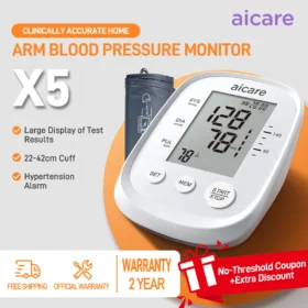 Aicare Medical Digital Blood Pressure Monitor Upper Arm Automat Meter PR Portable Adjustable Large Cuff BP Monitors for Home Use